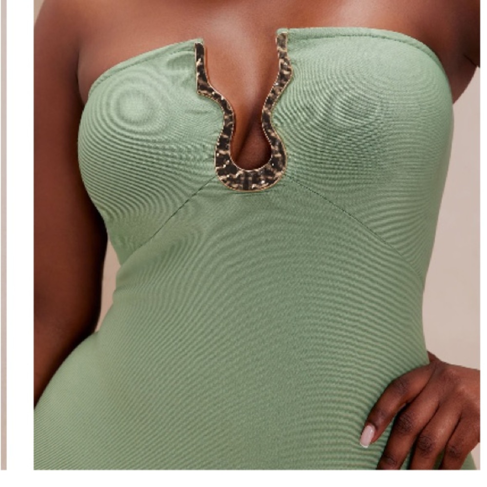 Fashion Nova Green Strapless Bodycon Midi Dress - Picture 3 of 3